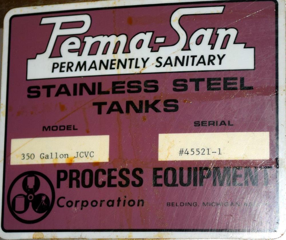 Used Perma-San Jacketed Tank, 350 Gallon